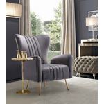 Opera Grey Velvet Upholstered Accent Chair - 2