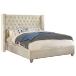 Aiden Cream Velvet Upholstered Tufted Platform Bed