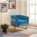 Carter Aqua Velvet Upholstered Accent Chair - 4