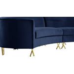 Serpentine Navy Velvet Upholstered Sectional - 4