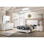 Felicity Glossy White Full Panel Bed with LED Li-2