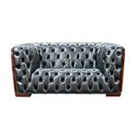Modern Tufted Grey Leather 415 Loveseat Detail