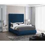 Brooke Navy Linen Textured Fabric Bed-2