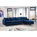 Naomi Navy/Chrome Velvet Upholstered Sectional