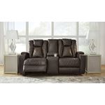 Mancin Chocolate Reclining Loveseat with Consol-4