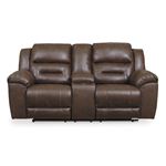 Stoneland Chocolate Reclining Loveseat with Con-2