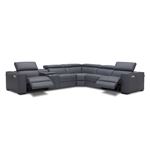 Picasso 6pc Blue Grey Leather Motion Sectional