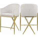 Xavier Cream Velvet and Gold Counter Stool-2