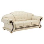 Apolo Tufted Ivory Leather Sofa By ESF Furniture 2