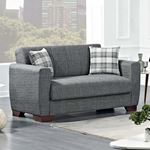 Barato Grey Upholstered Convertible Loveseat wi-2