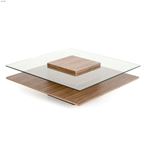 Clarion Modern Walnut and Glass Coffee Table-4