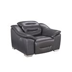 Modern 972 Grey Leather Power Reclining Chair Side