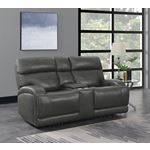 Longport Charcoal Leather Power Reclining Lovese-4