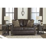 Nicorvo Coffee Faux Leather Loveseat 80505-2