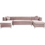 Graham Pink Velvet Upholstered Sectional- Chrome-4