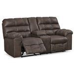 Derwin Nut Fabric Reclining Loveseat with Conso-2