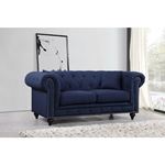 Chesterfield Navy Linen Tufted Love Seat Chesterfield_Loveseat_Navy by Meridian Furniture 2
