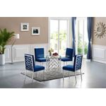 Opal Chrome Stainless Steel and Round Glass Dining Table navy