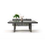 Novo Double Pedestal Matte Concrete Dining Table Closed