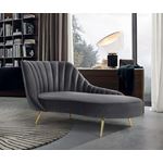 Margo Grey Velvet Upholstered Tufted Chaise - 2