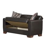 Barato Brown Leatherette Convertible Loveseat w-4