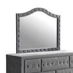 Deanna Grey Velvet Button Tufted Mirror 205104-2