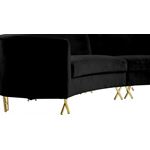 Serpentine Black Velvet Upholstered Sectional  - 4