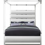 Encore King White Poster Canopy Faux Leather Bed-2