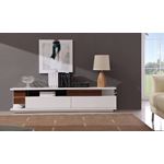 Modern TV061 White and Walnut 71 inch TV Stand in room