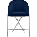 Xavier Navy Velvet and Chrome Counter Stool-4