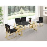 Pierre 78 inch Glass and Gold Stainless Steel Di-2