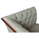 401 Tufted Grey Leather Love Seat Detail 2