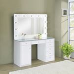 Acena White 7 Drawer Glass Top Vanity Set with-2
