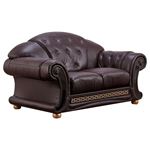 Apolo Tufted Brown Leather Love Seat By ESF Furniture 2