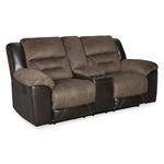 Earhart Chestnut Fabric Reclining Loveseat with-2