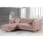 Serpentine Pink Velvet Upholstered Sectional - 2
