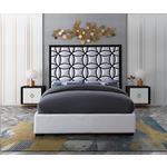 Taj Queen White Velvet Upholstered Bed-4