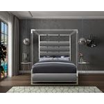 Encore Queen Grey Poster Canopy Faux Leather Bed-4