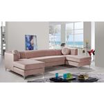 Graham Pink Velvet Upholstered Sectional-Chrome-2