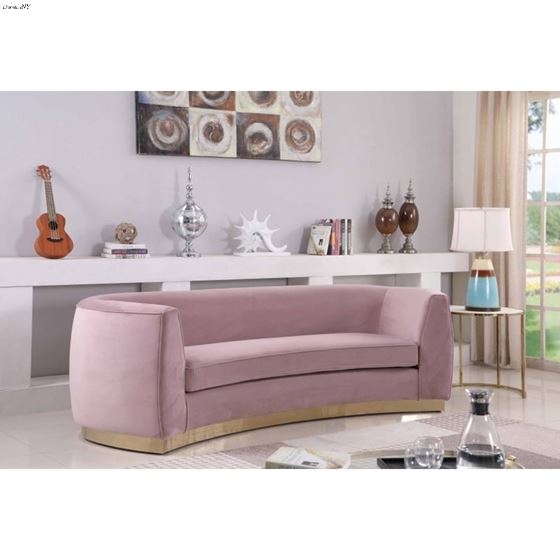 Julian Pink Velvet Gold Trim Sofa Julian_Sofa_Pink/Gold by Meridian Furniture 2