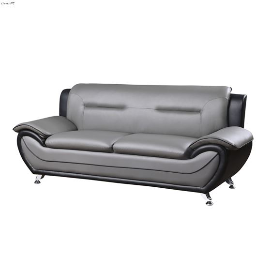 Matteo Modern Grey and Black Leatherette Sofa 9-2