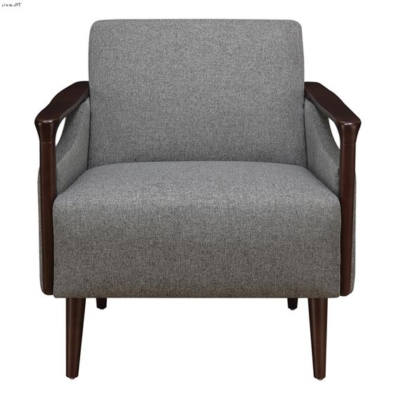 Justin Grey Fabric and Walnut Wood Accent Chair-2