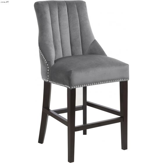 Oxford Grey Velvet Counter Height Stool - 2