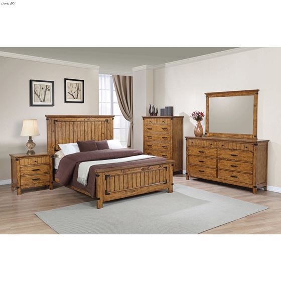 Brenner Rustic Honey King Panel Bed 205261KE-2