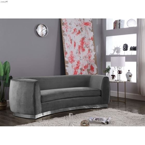 Julian Grey Velvet Chrome Trim Sofa Julian_Sofa_Grey/Chrome by Meridian Furniture 2