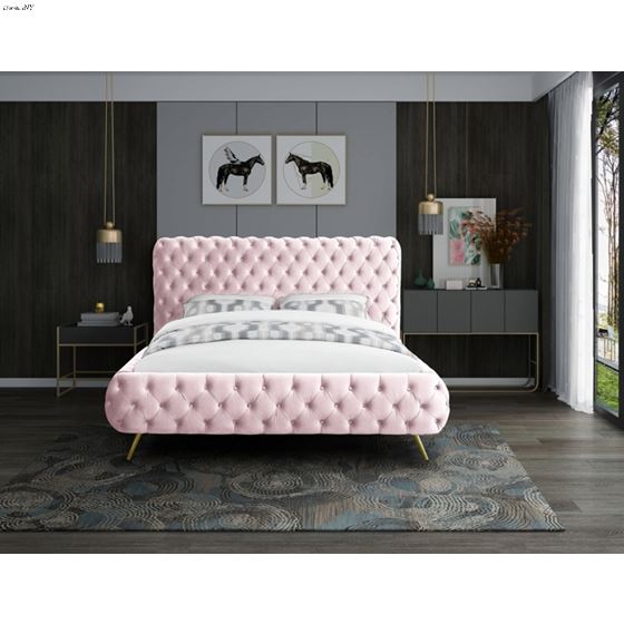 Delano Pink Velvet Tufted Upholstered Bed-4