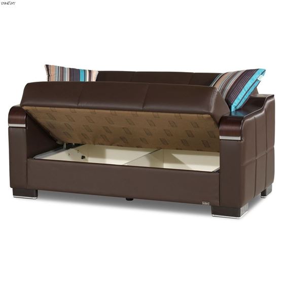 Uptown Brown Leatherette Loveseat-2