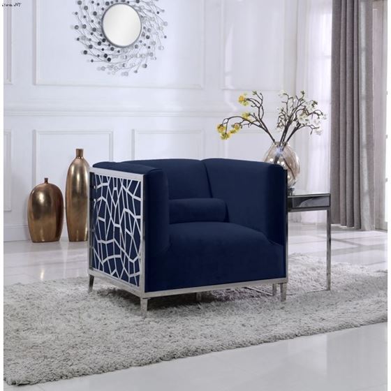 Opal Navy Velvet Chair Opal_Chair_Navy by Meridian Furniture 2