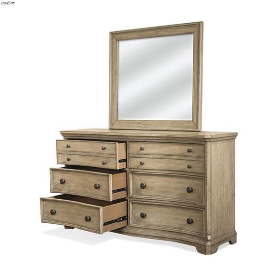 The Corinne 6 Drawer Dresser in Acacia open