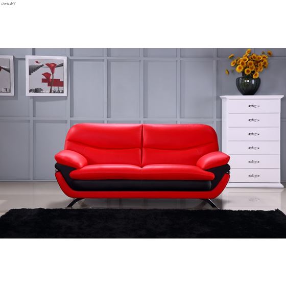 Jonus Modern Red and Black Leather Sofa